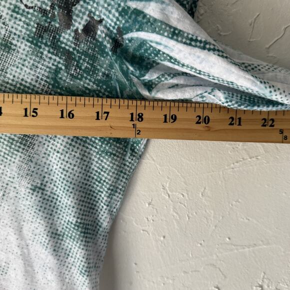 Cruel Shirt Western Large White Green‎ Long Sleeve V Neck Ombre Lightweight - Picture 6 of 7